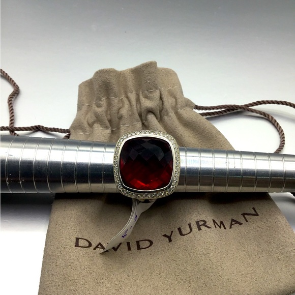 Gorgeous David Yurman Rich Red Garnet Ring w Diamonds! SZ  8.5” - Picture 2 of 10